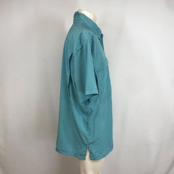 PANHANDLE - MEN'S LARGE - BLUE SHORT SLEEVE BUTTON 100% POLYESTER SHIRT - Picture 4 of 8